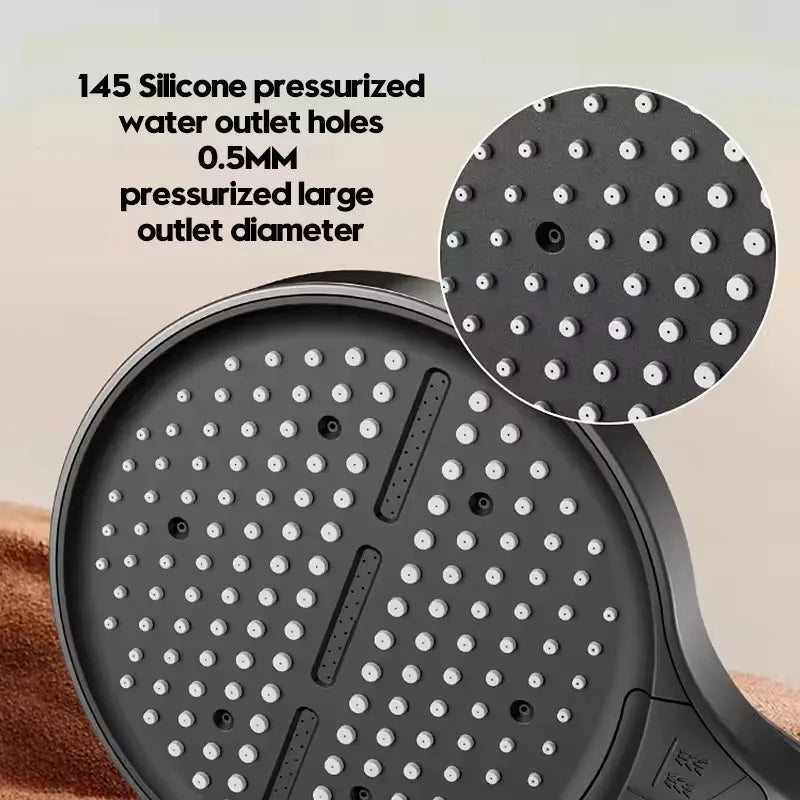 New 15CM Large Panel 6 Modes Pressurized Shower Head Multi-Function Sprayer High Pressure Adjustable Shower Bathroom Accessories
